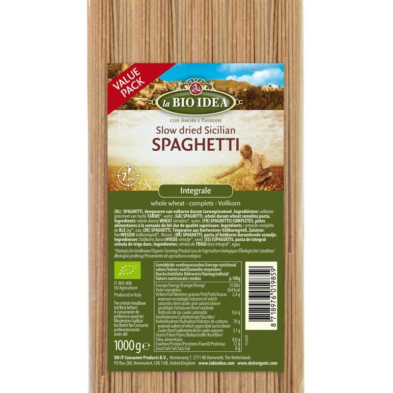 La Bio Idea Spaghetti whole wheat org. 6x1000g